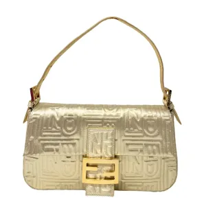 Fendi Gold Embossed Baguette