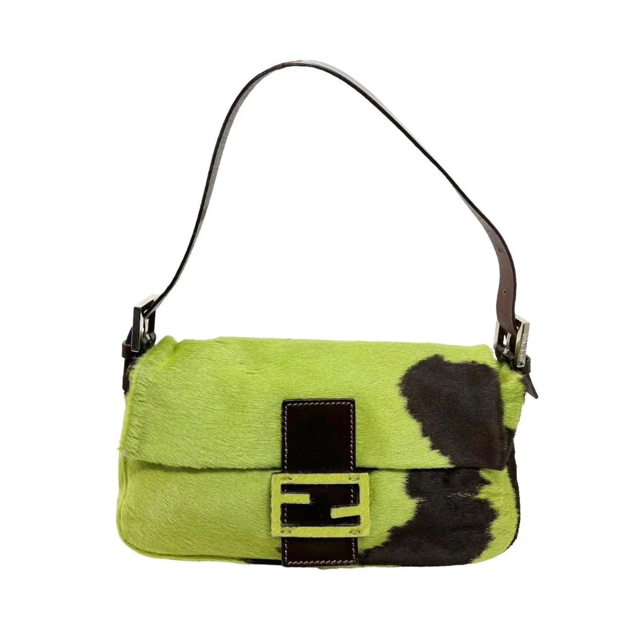 Fendi Green Cow Print Baguette