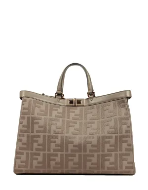 Fendi NEW Grey Canvas Monogram Peekaboo X-Tote Bag