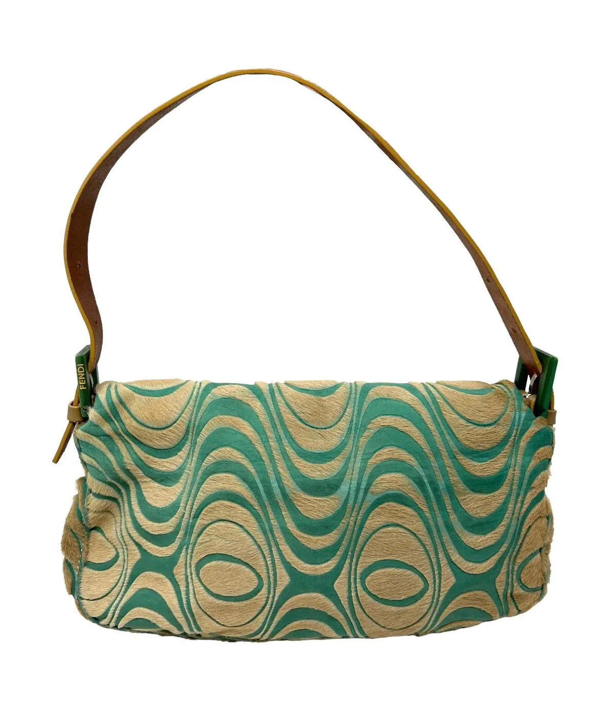 Fendi Turquoise Calf Hair Baguette