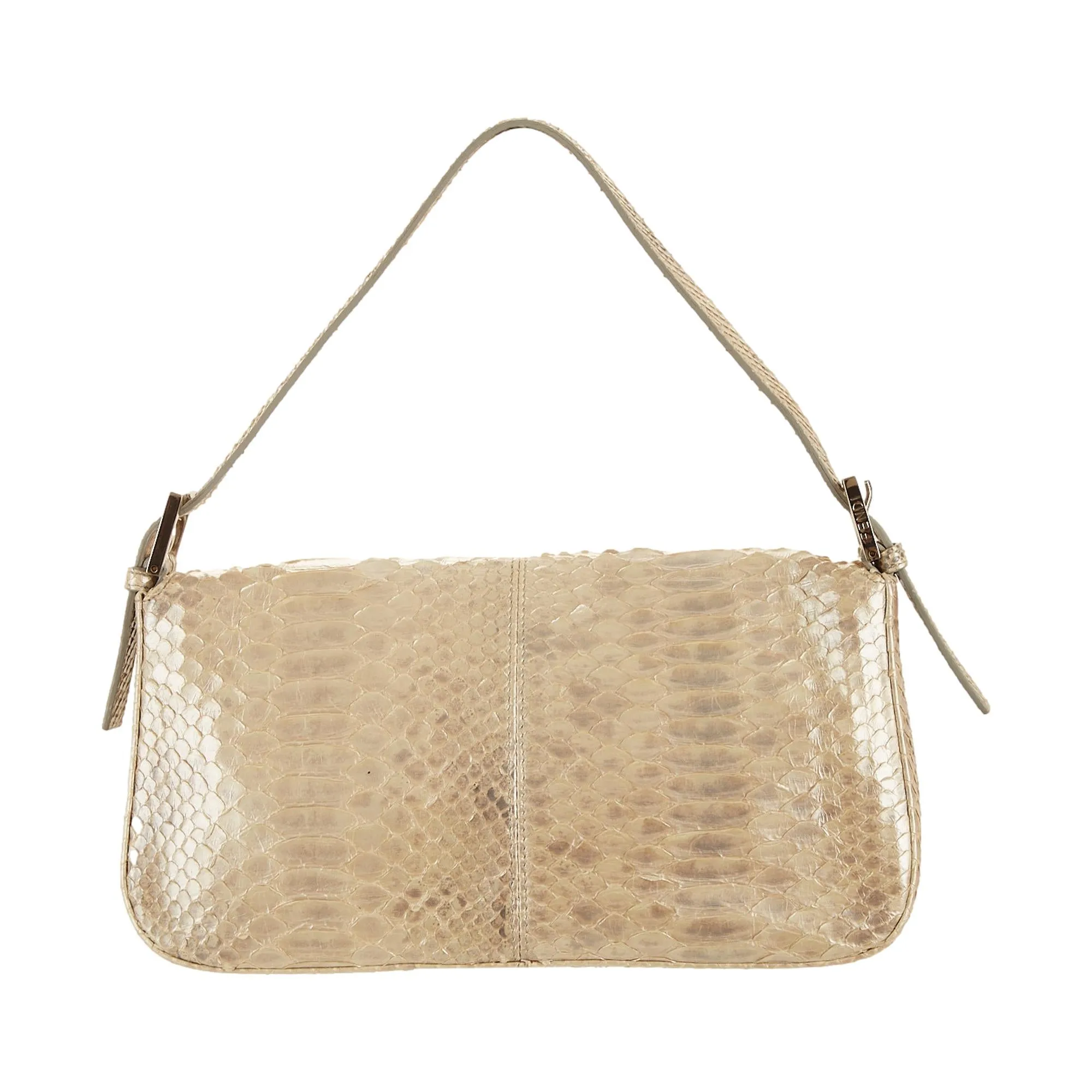 Fendi White Python Rhinestone Baguette