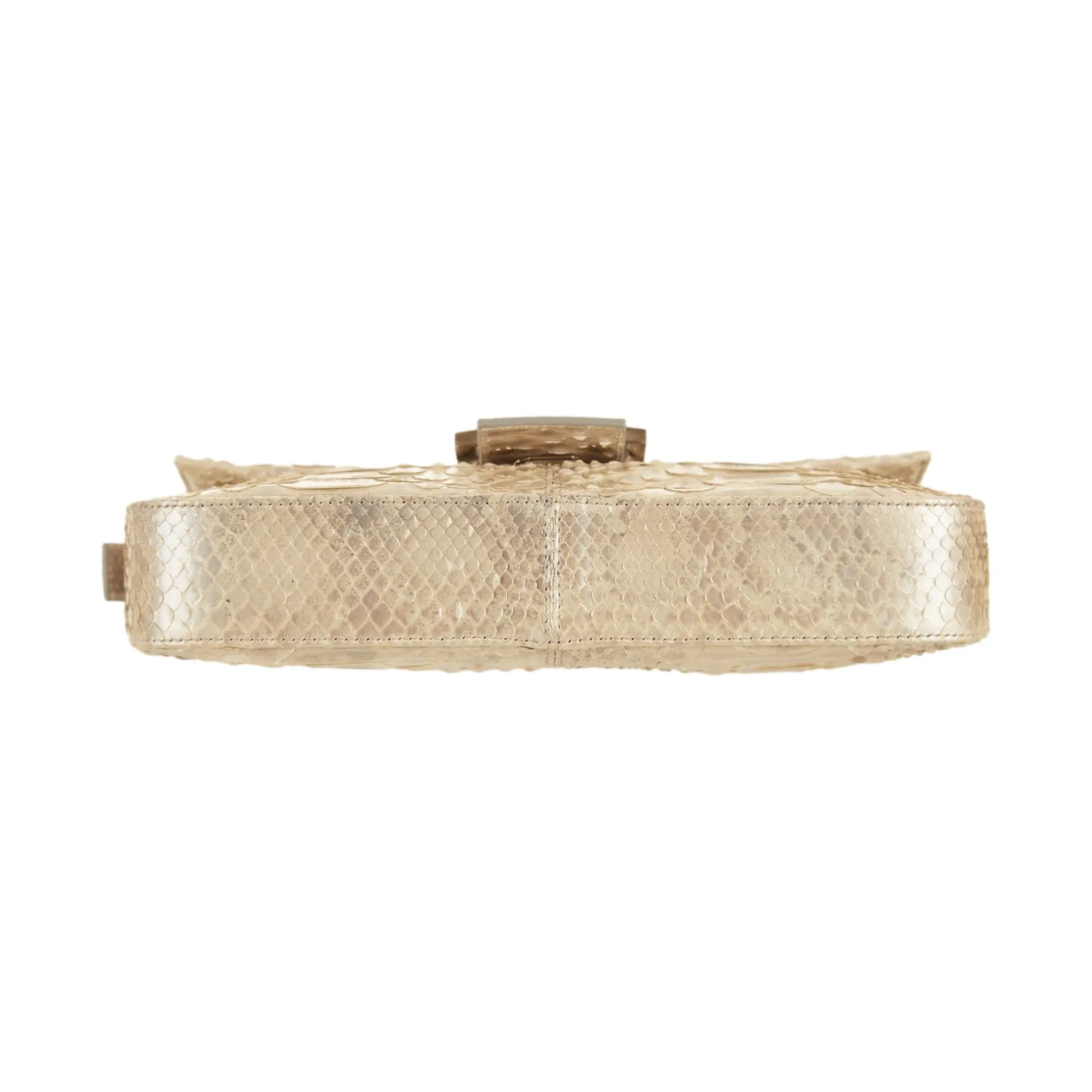 Fendi White Python Rhinestone Baguette