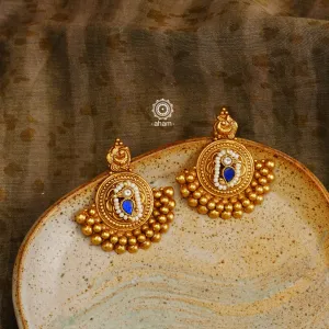 Festive Gold Polish Silver Earrings