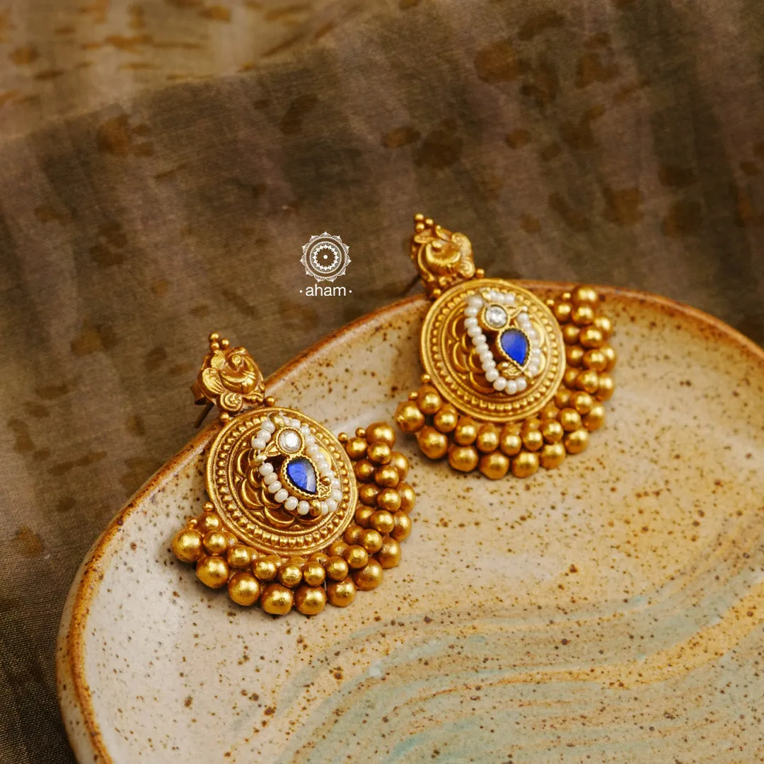 Festive Gold Polish Silver Earrings