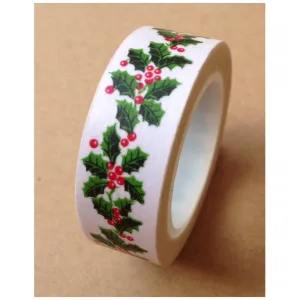 Festive Holly Leaves Washi Tape 15mm WT531