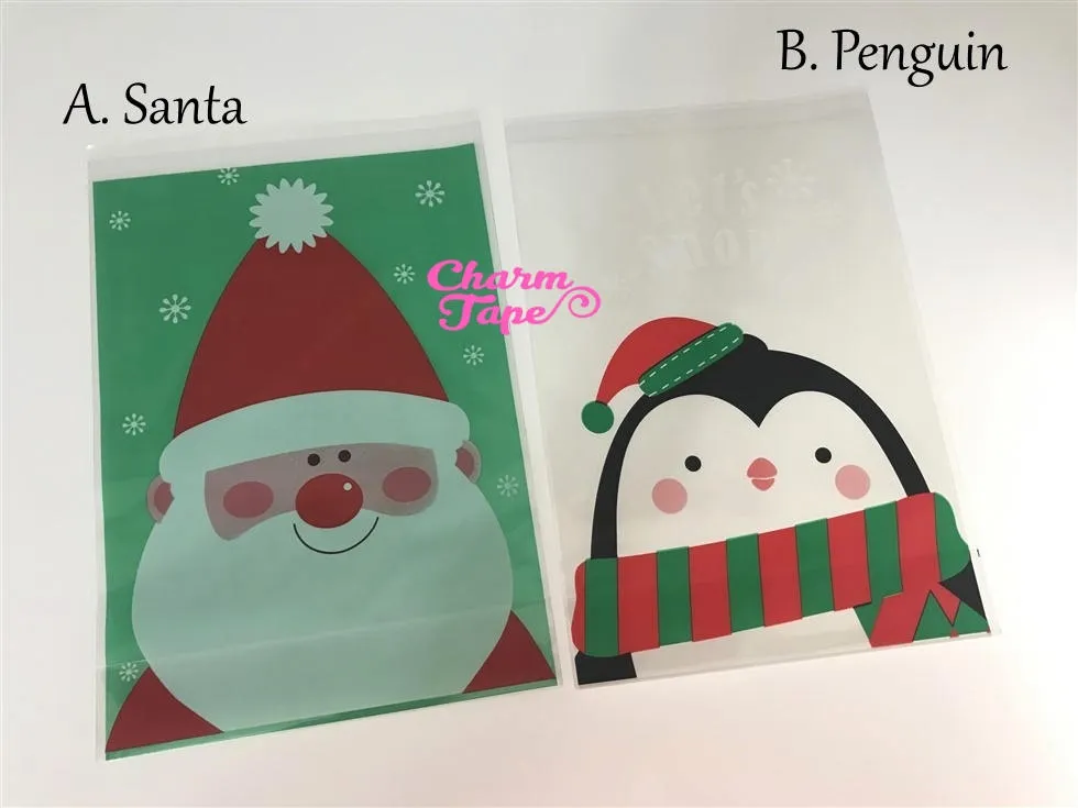 Festive Penguin / Santa Gift Bags Cello Bag - Party bags Set of 20/50/100 14x20 cm CB31