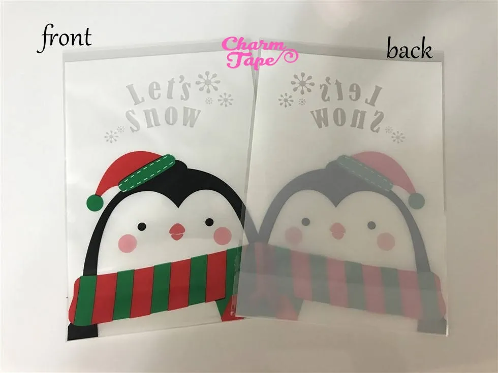 Festive Penguin / Santa Gift Bags Cello Bag - Party bags Set of 20/50/100 14x20 cm CB31