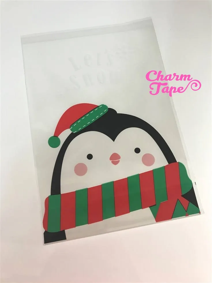 Festive Penguin / Santa Gift Bags Cello Bag - Party bags Set of 20/50/100 14x20 cm CB31