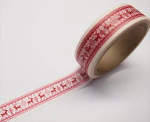 Festive Red Reindeer Rudolph Washi Tape 15mm x 11yards WT315