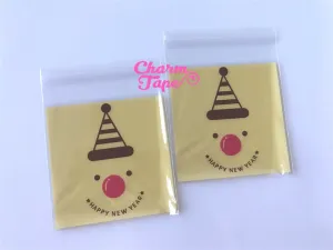 Festive Rudolph reindeer Gift Bags Cello Bags Self-adhesive Cookie bags - Favors Bags - Party bags 20/50/100 bags CB53