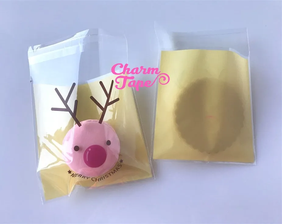 Festive Rudolph reindeer Gift Bags Cello Bags Self-adhesive Cookie bags - Favors Bags - Party bags 20/50/100 bags CB53
