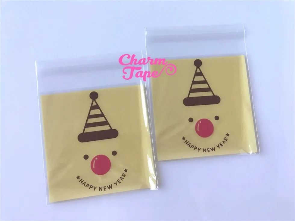 Festive Rudolph reindeer Gift Bags Cello Bags Self-adhesive Cookie bags - Favors Bags - Party bags 20/50/100 bags CB53