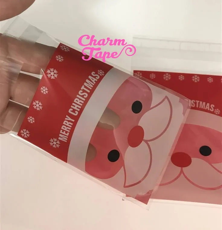 Festive Santa or Snowman Gift Bags Cello Self-adhesive Cookie bag - Favors Party bags 20/50/100 bags 7x10cm CB71 CB72