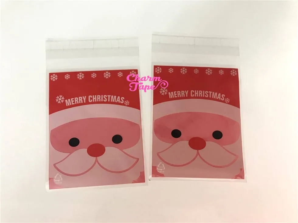 Festive Santa or Snowman Gift Bags Cello Self-adhesive Cookie bag - Favors Party bags 20/50/100 bags 7x10cm CB71 CB72