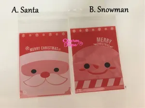Festive Santa or Snowman Gift Bags Cello Self-adhesive Cookie bag - Favors Party bags 20/50/100 bags 7x10cm CB71 CB72