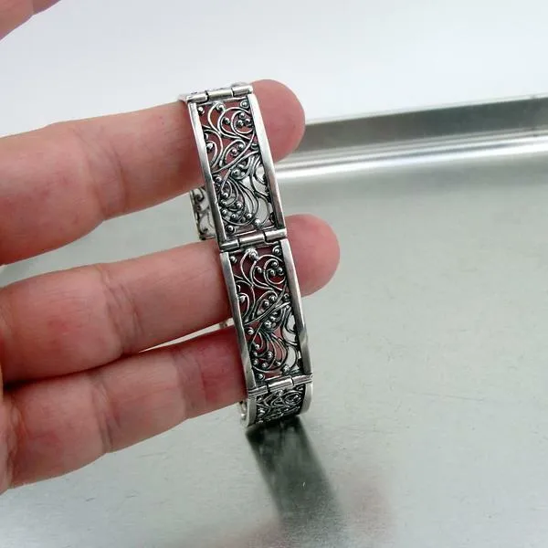 Filigree Bracelet 925 Sterling Silver  Gorgeous Handmade Hadar Designers (S