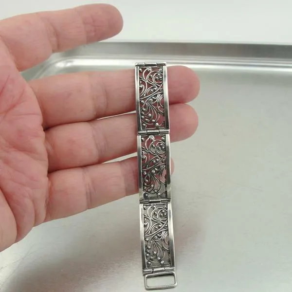 Filigree Bracelet 925 Sterling Silver  Gorgeous Handmade Hadar Designers (S