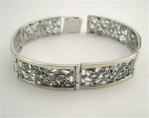 Filigree Bracelet 925 Sterling Silver  Gorgeous Handmade Hadar Designers (S