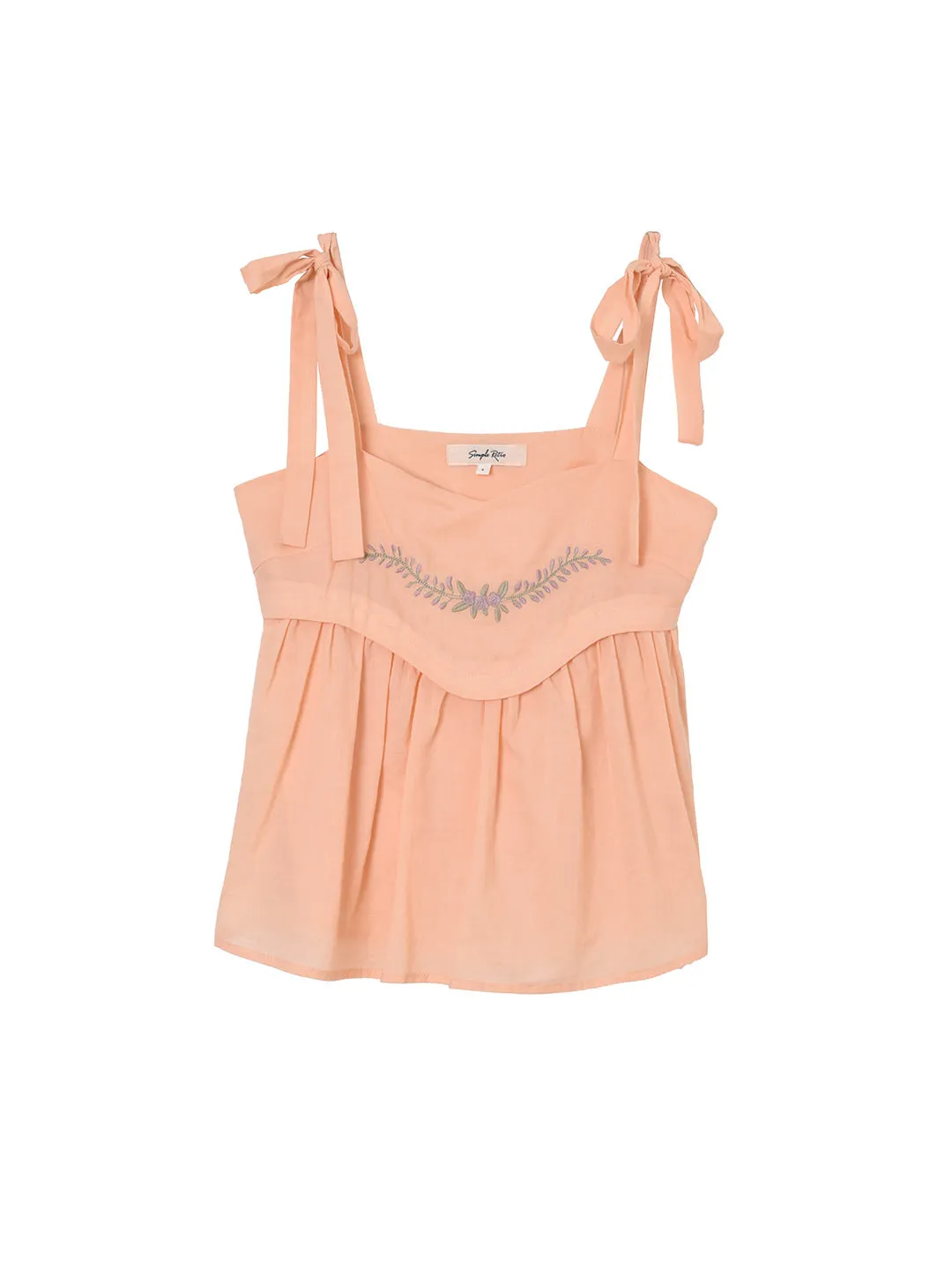 【Final Sale】Lucy Embroidered Orange Lace-up Tank Top