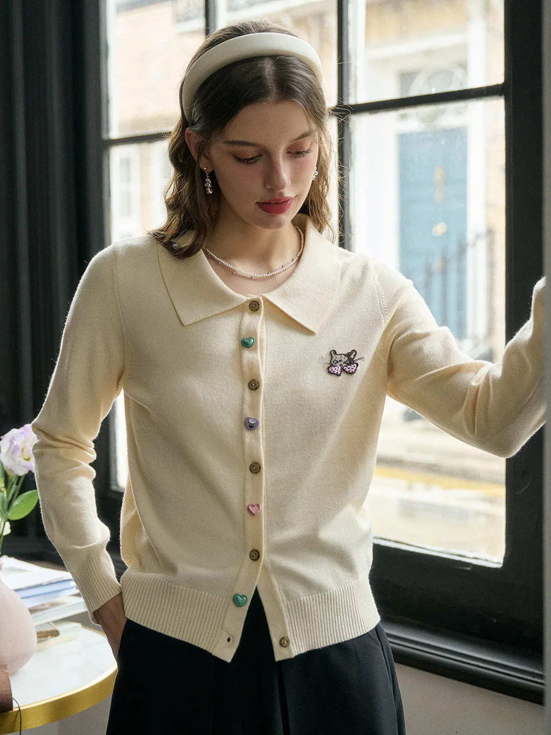 【Final Sale】Rosalie Peter Pan Collar Button Cardigan