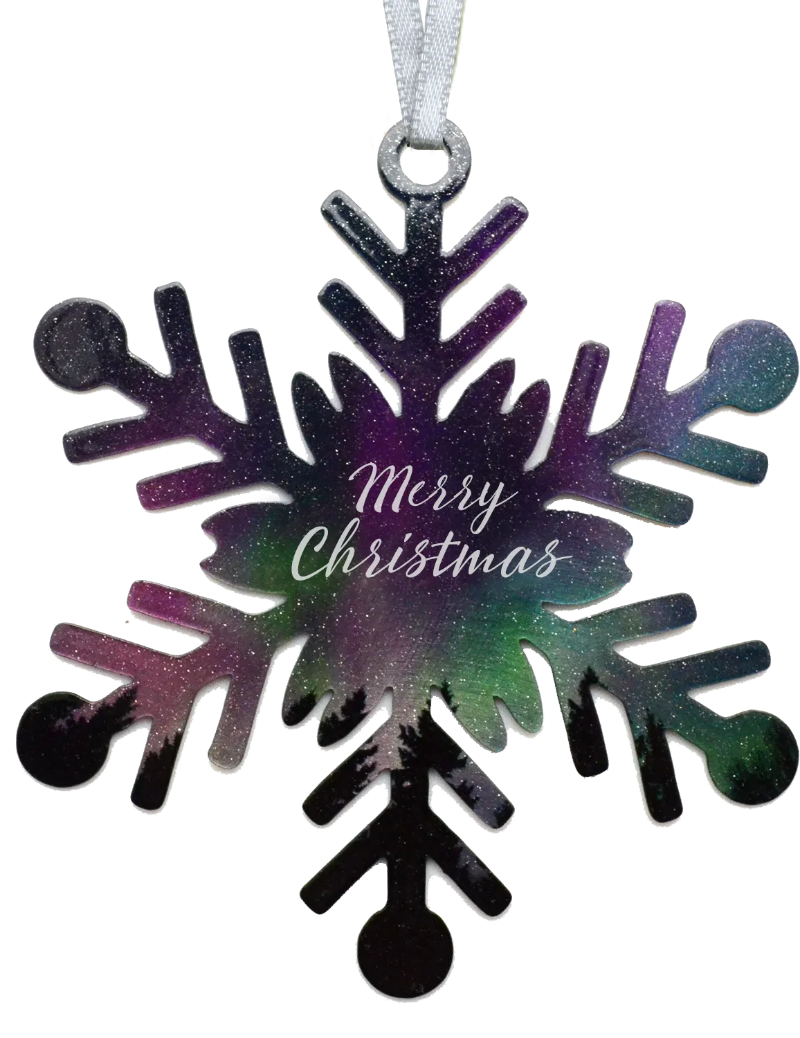 Fire & Ice Merry Christmas Snowflake 4 inch ornament