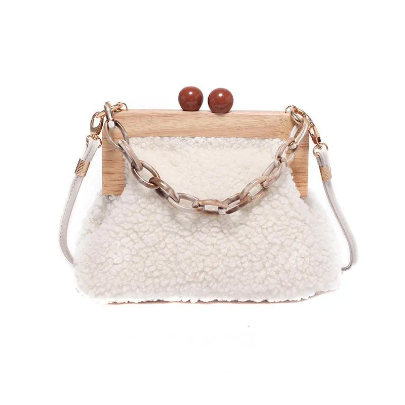 Fluffy Shoulder Bag Solid Plush Handbags Female Winter