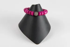 Fuchsia faceted agate with pave diamond bead