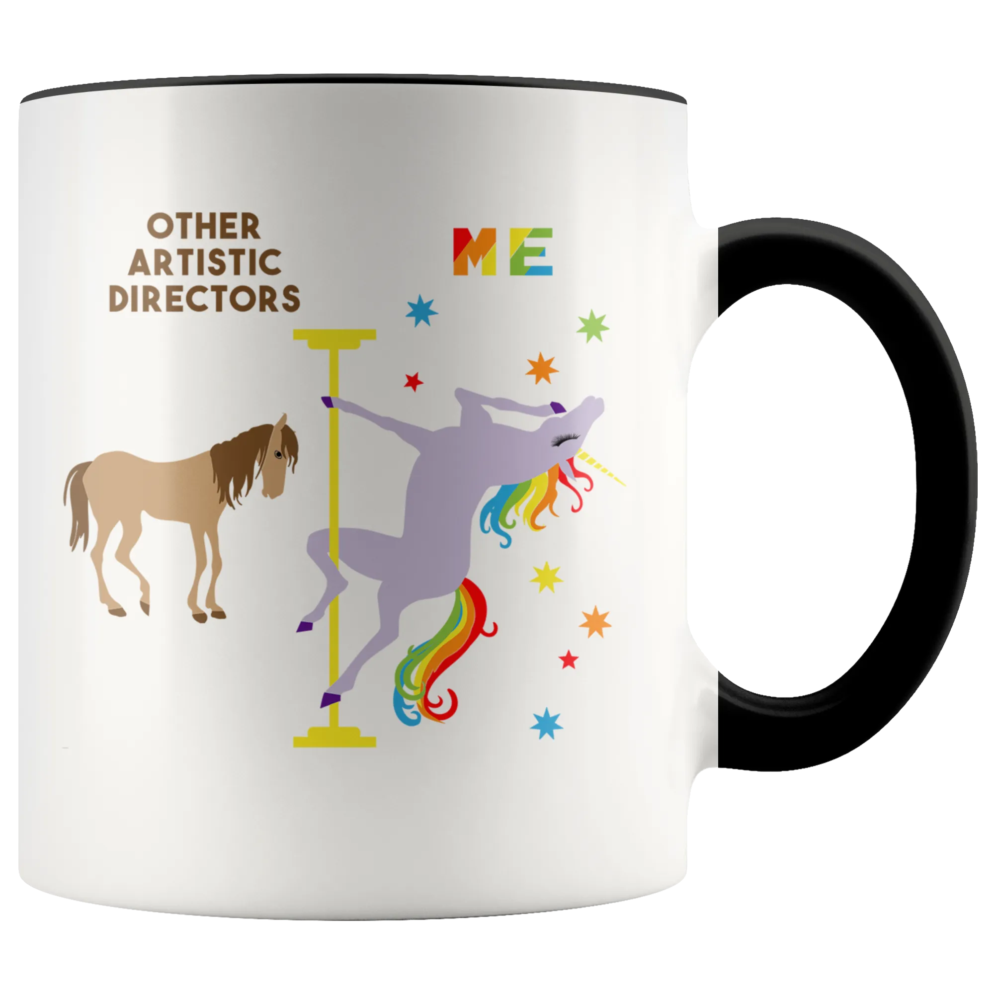 Funny Artistic Director Gift Artistic Directors Mug Coffee Cup Rainbow Pole Dancing Unicorn