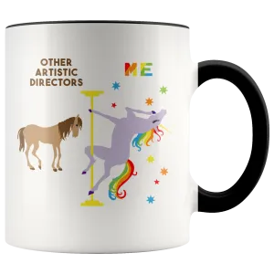 Funny Artistic Director Gift Artistic Directors Mug Coffee Cup Rainbow Pole Dancing Unicorn