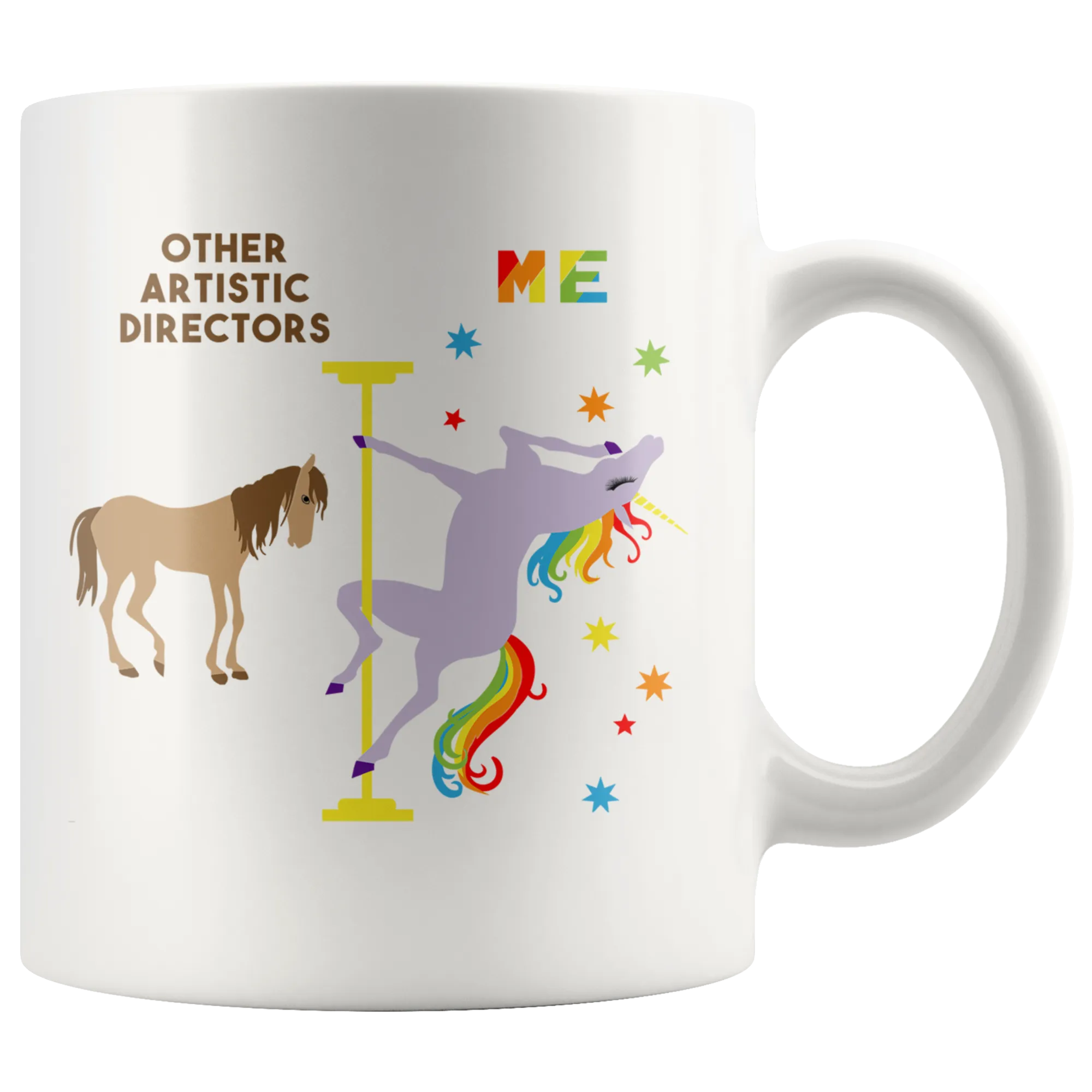 Funny Artistic Director Gift Artistic Directors Mug Coffee Cup Rainbow Pole Dancing Unicorn