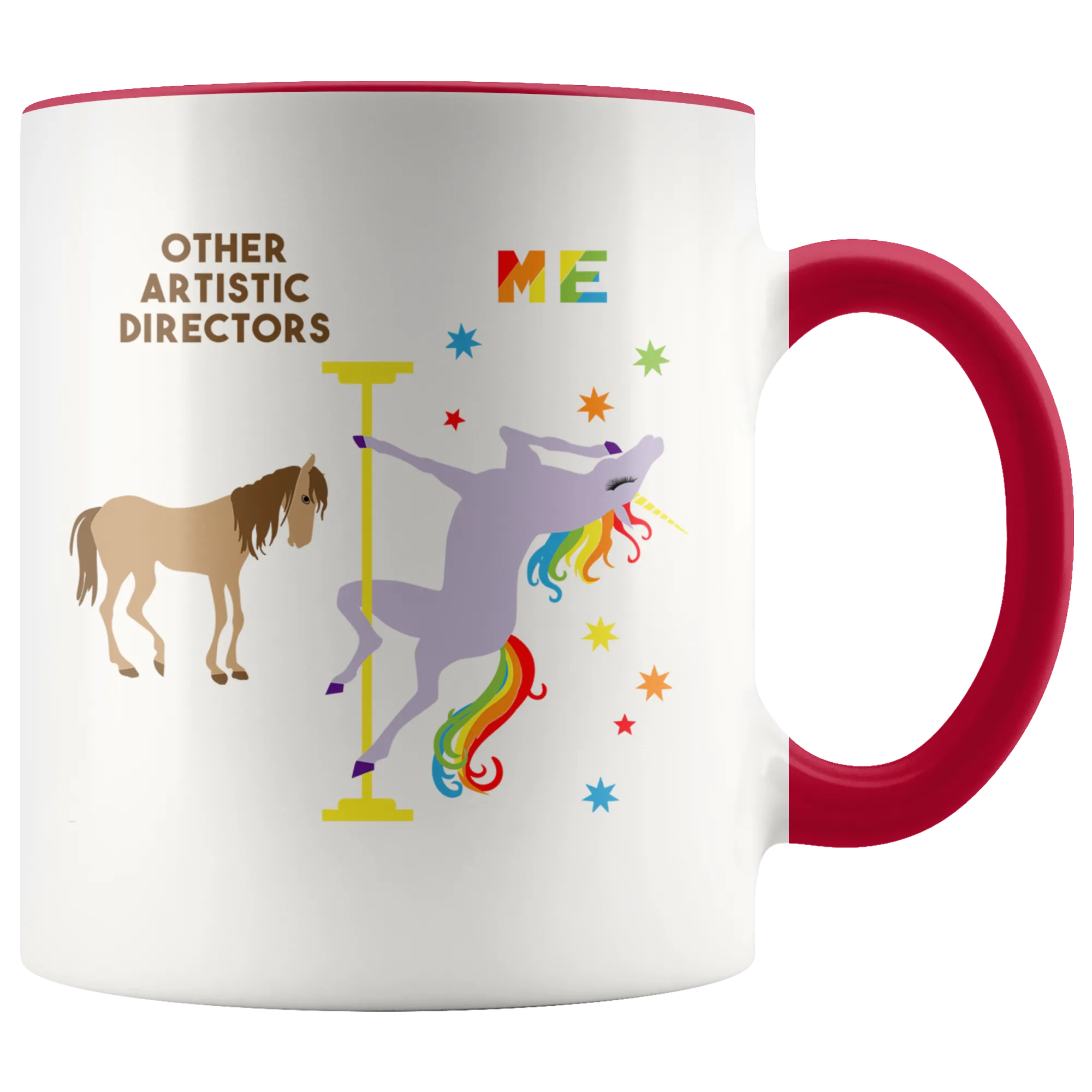 Funny Artistic Director Gift Artistic Directors Mug Coffee Cup Rainbow Pole Dancing Unicorn