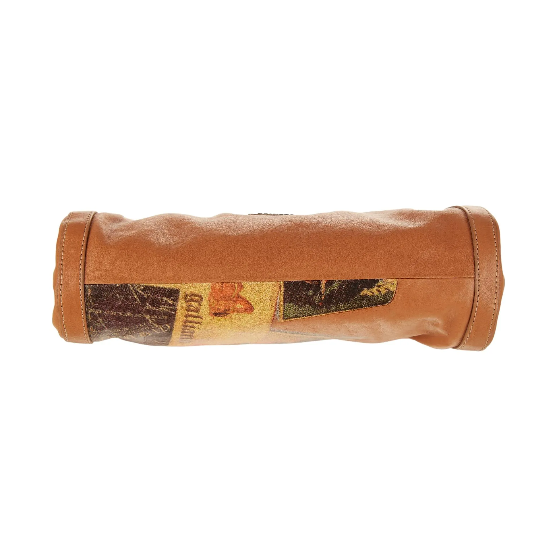 Galliano Brown Print Kiss Lock Bag