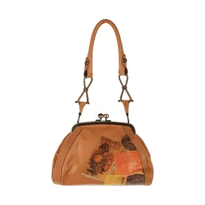 Galliano Brown Print Kiss Lock Bag
