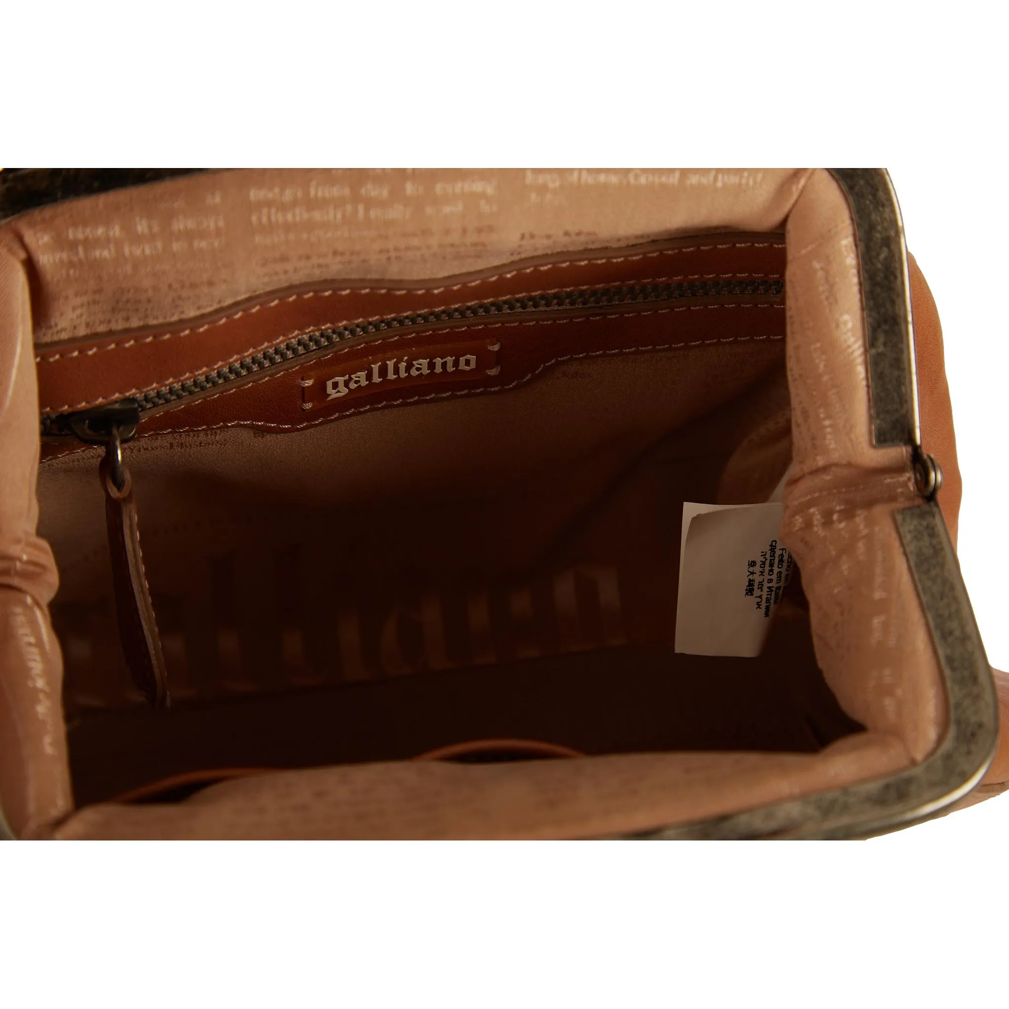 Galliano Brown Print Kiss Lock Bag
