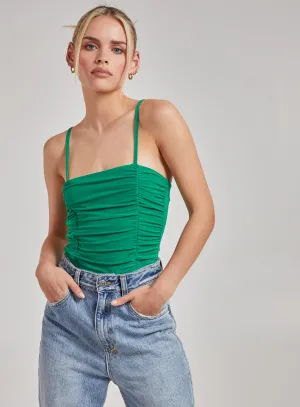 Gathered Slinky Cami Strap Bodysuit