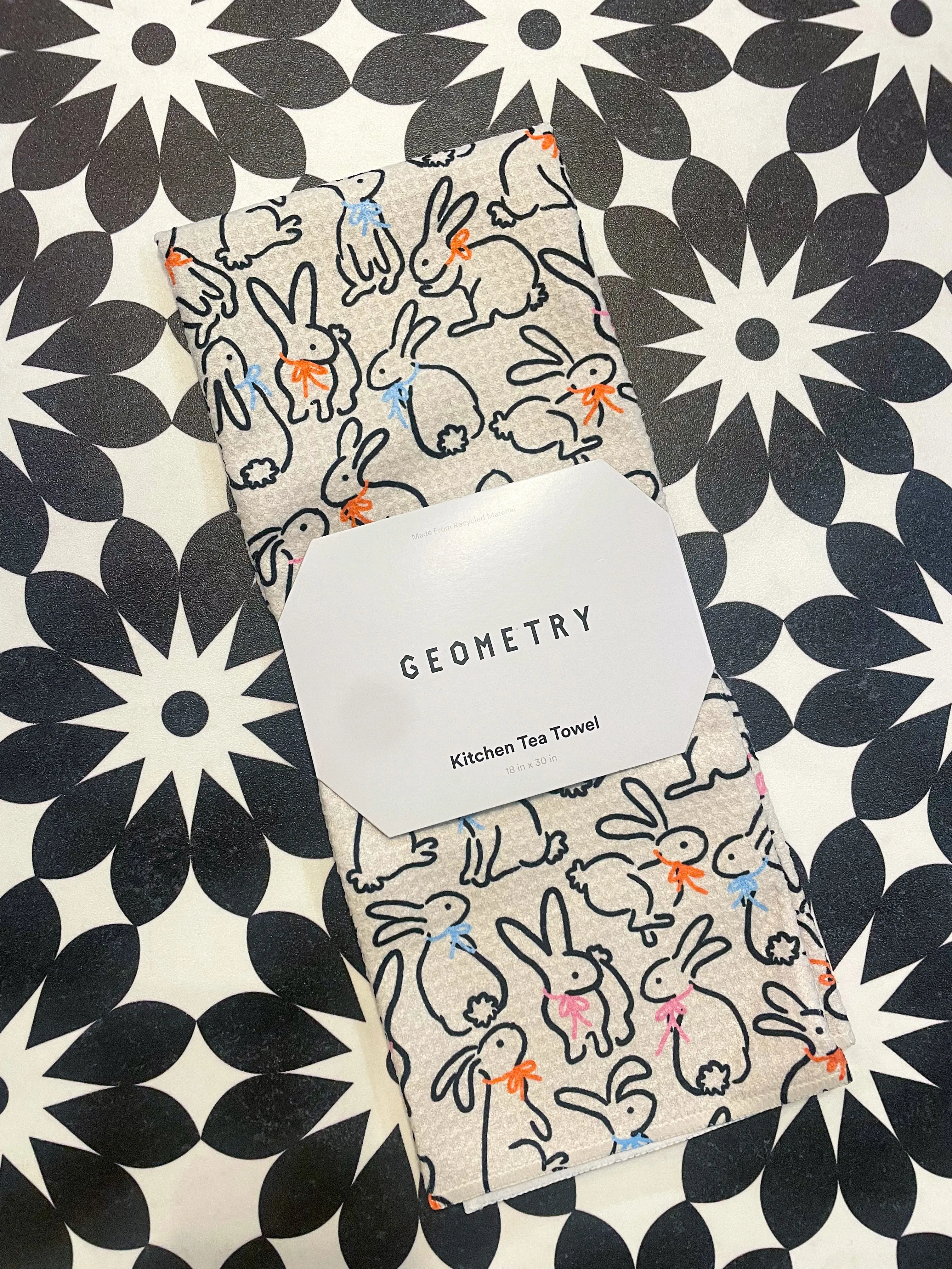 Geometry: Playful Bunnies Tea Towel