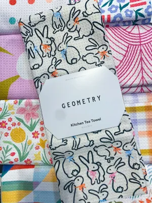 Geometry: Playful Bunnies Tea Towel