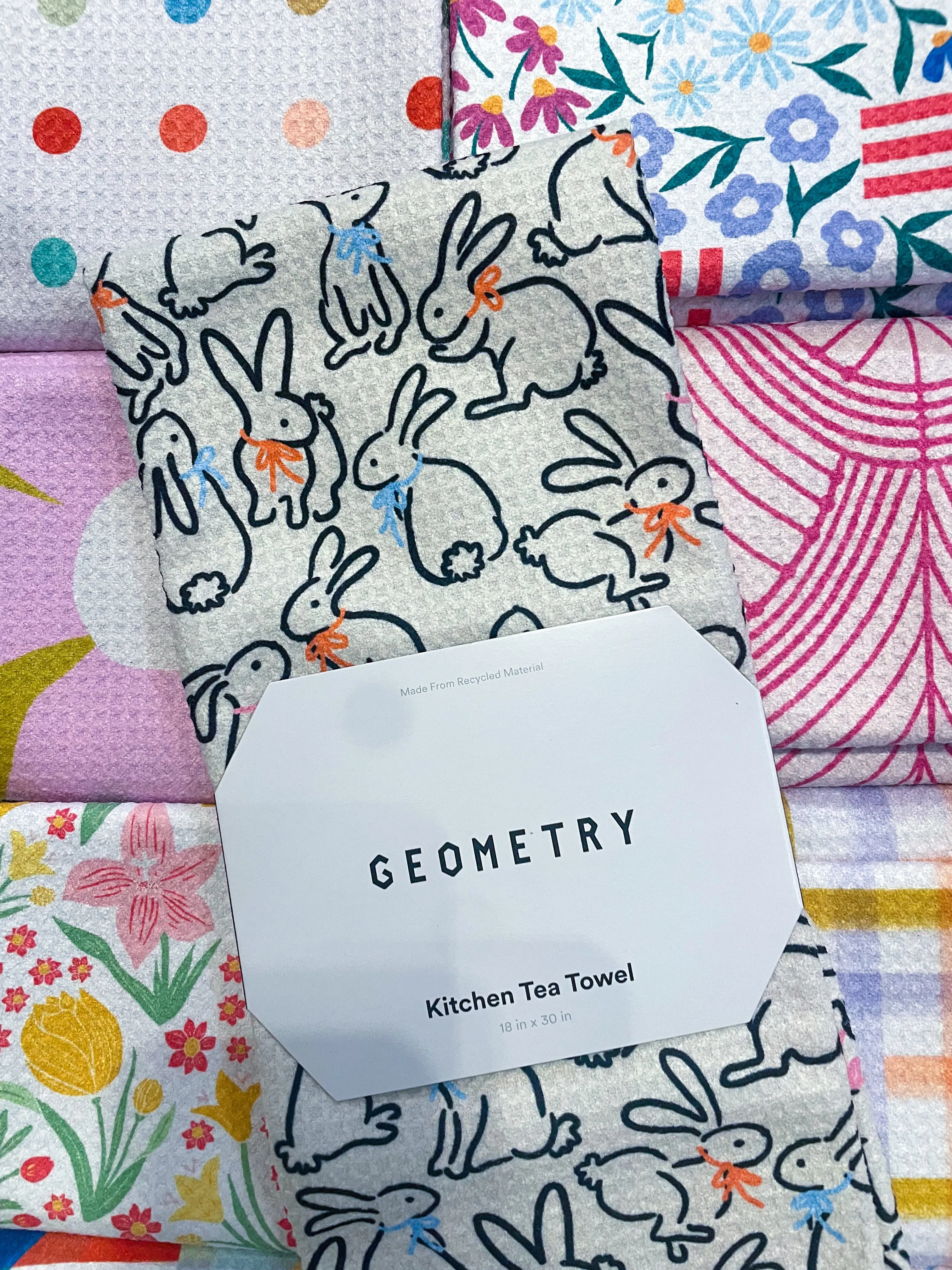Geometry: Playful Bunnies Tea Towel