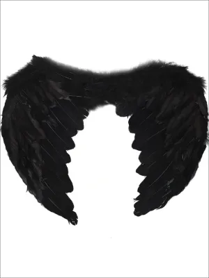 Girls Black Feather Costume Wings