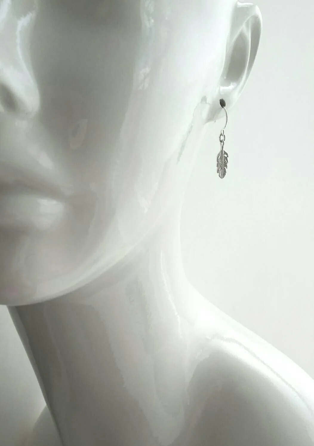 Gold Feather Earring, tiny feather earrings, little feather dangle, small gold feather earring, 14K solid gold or gold fill hooks opt, leaf