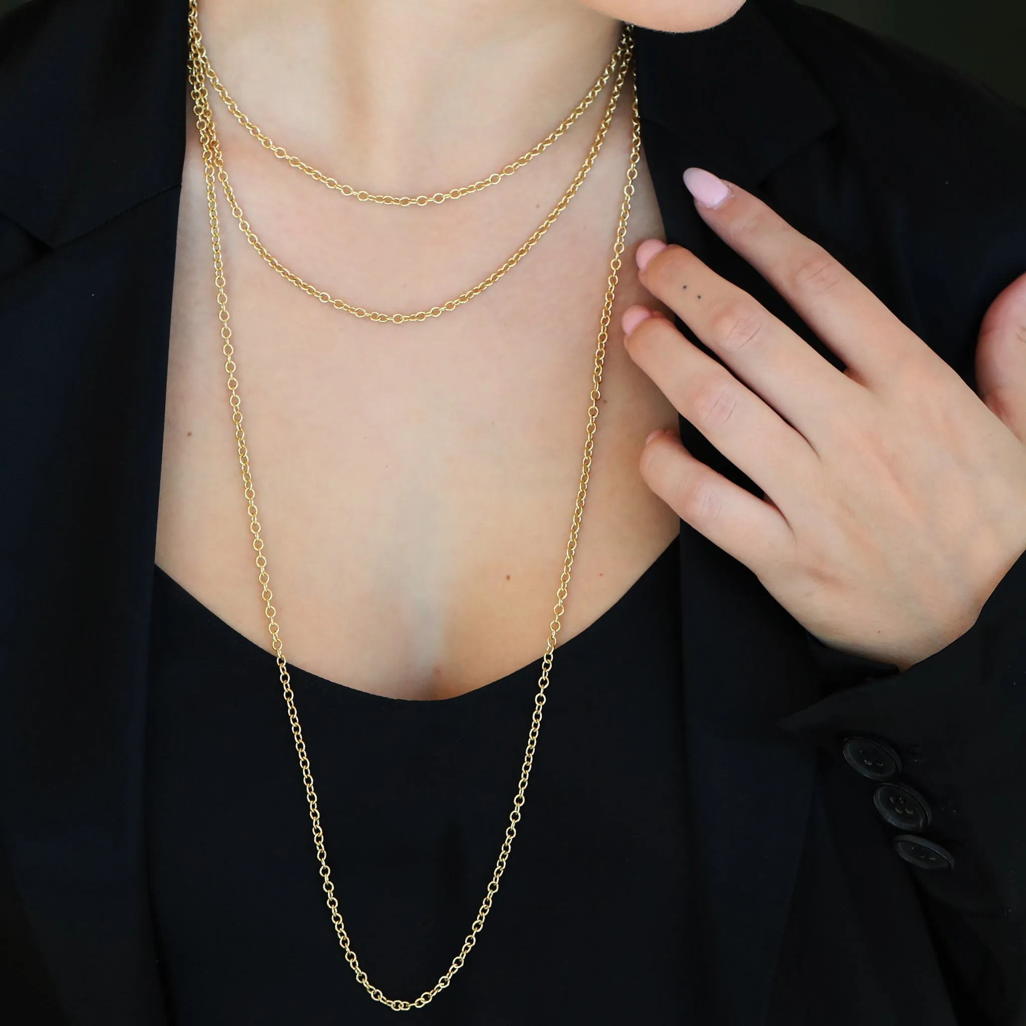Gold Large "Airy" Cable Chain In 16"