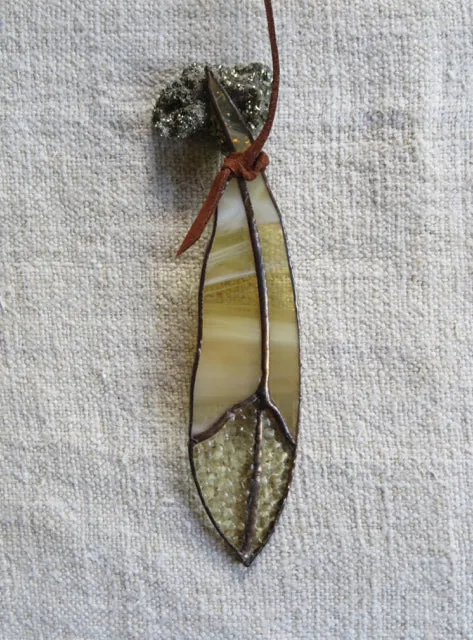 golden sunshine mini glass feather - Colin Adrian Glass