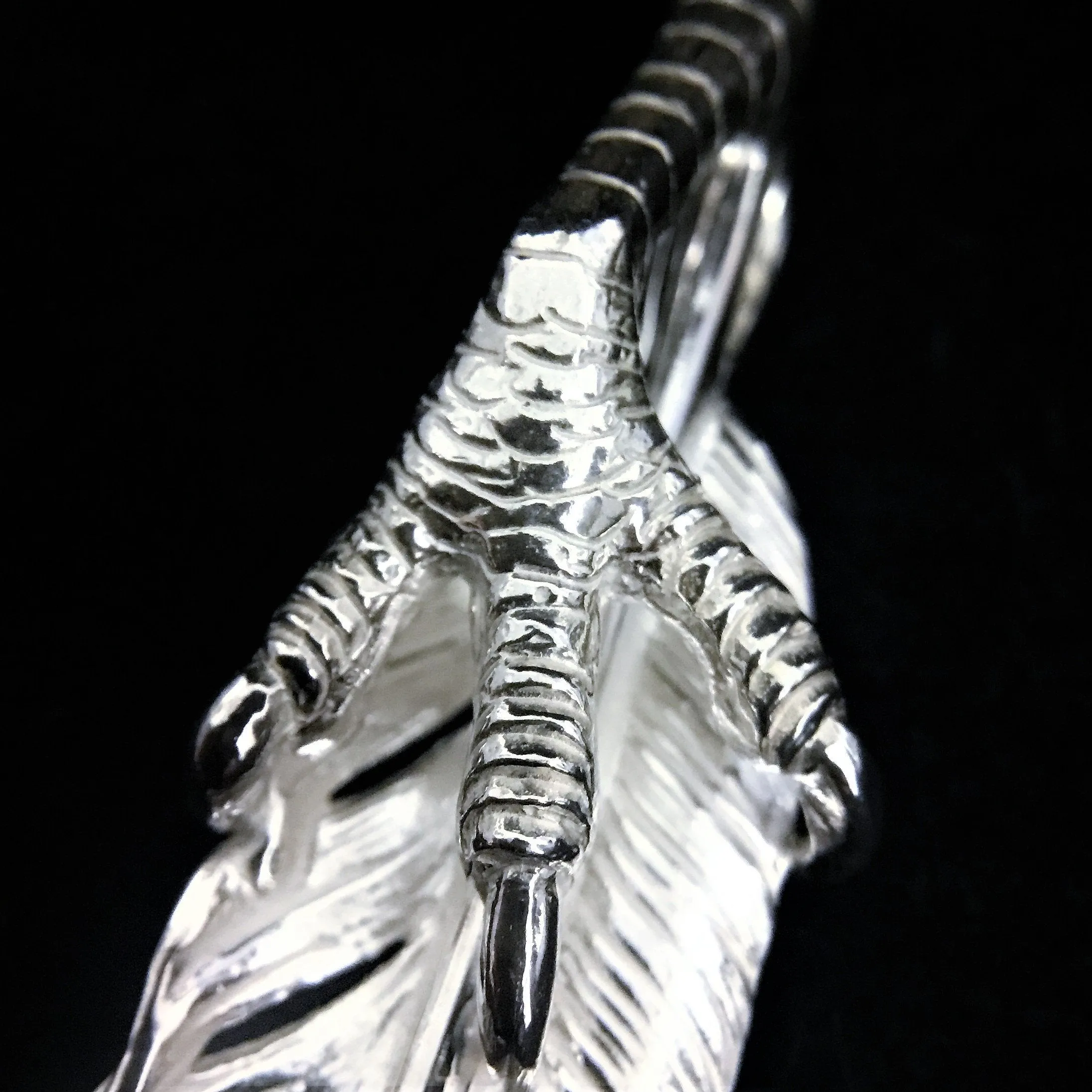 Goros Feather With Silver Claw - Facing Right