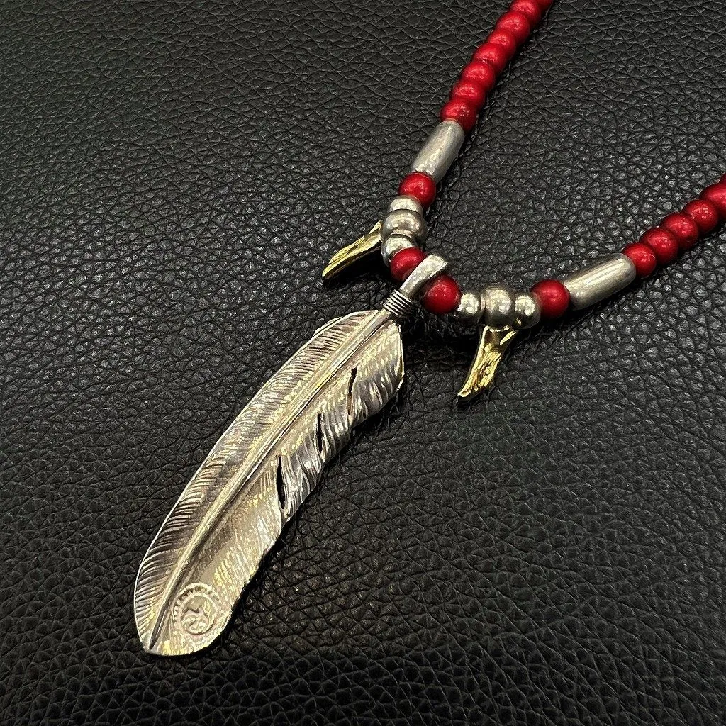 Goros Gold Top Gold Rope Turquoise Feather (Right) (Xl) & Antique Red Beads Setup