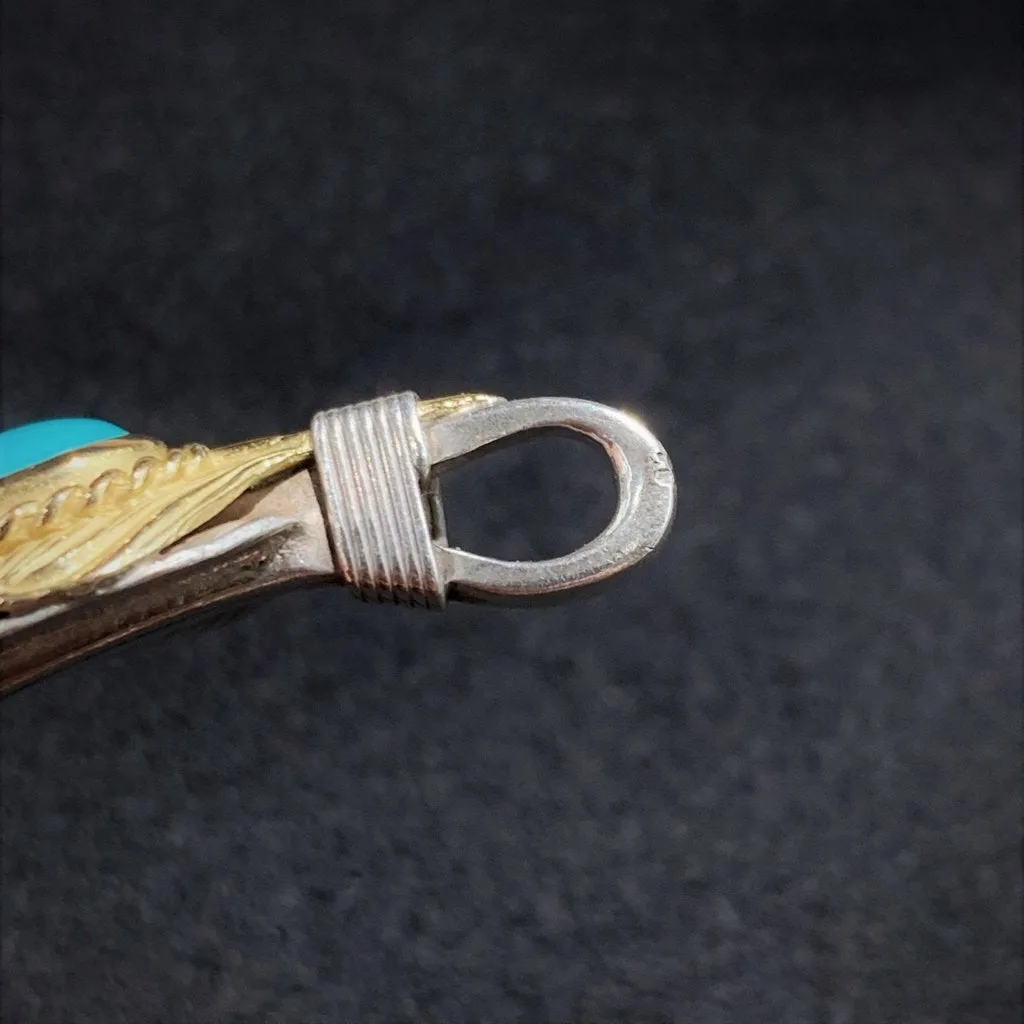 Goros Xl Turquoise Feather Gold Rope - Facing Right