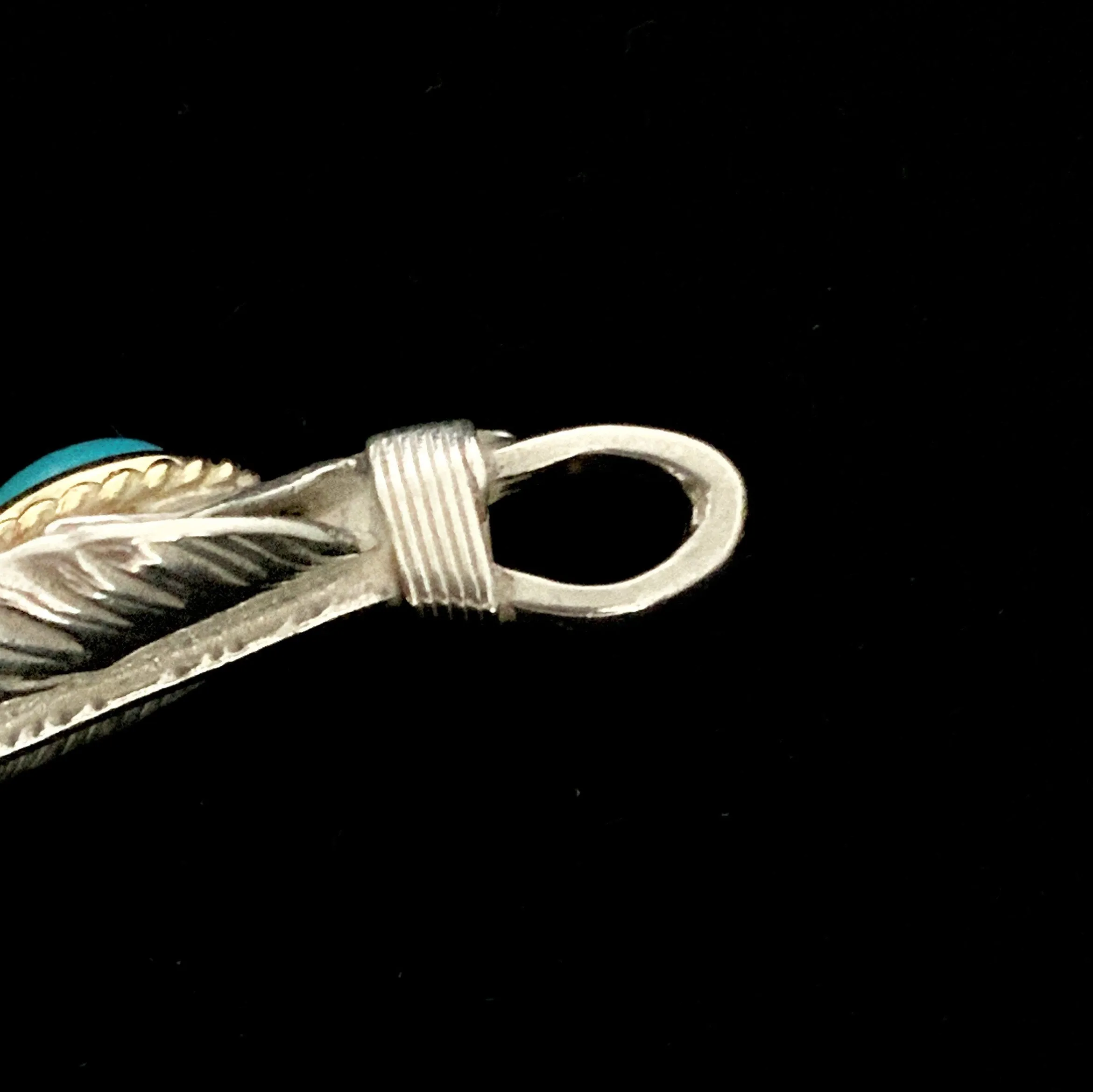 Goros Xl Turquoise Feather Silver Gold Rope - Facing Left
