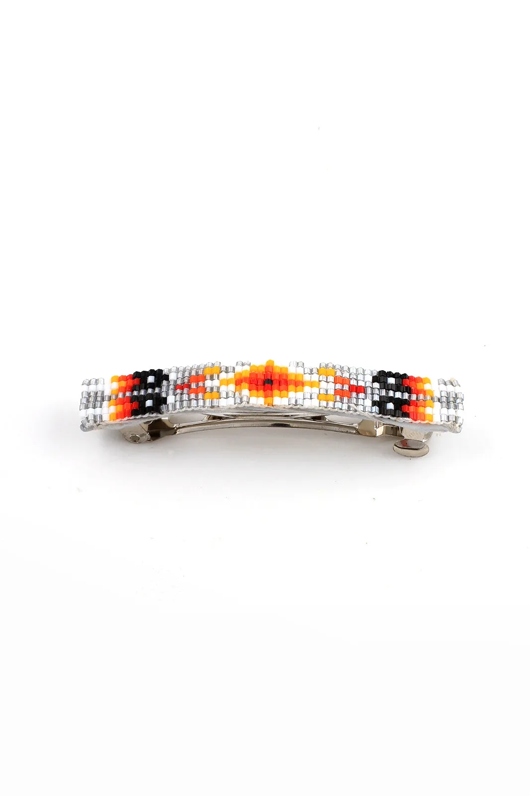 Gray Orange Navajo Beaded Barrette