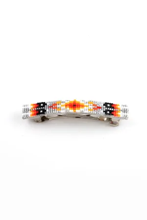Gray Orange Navajo Beaded Barrette