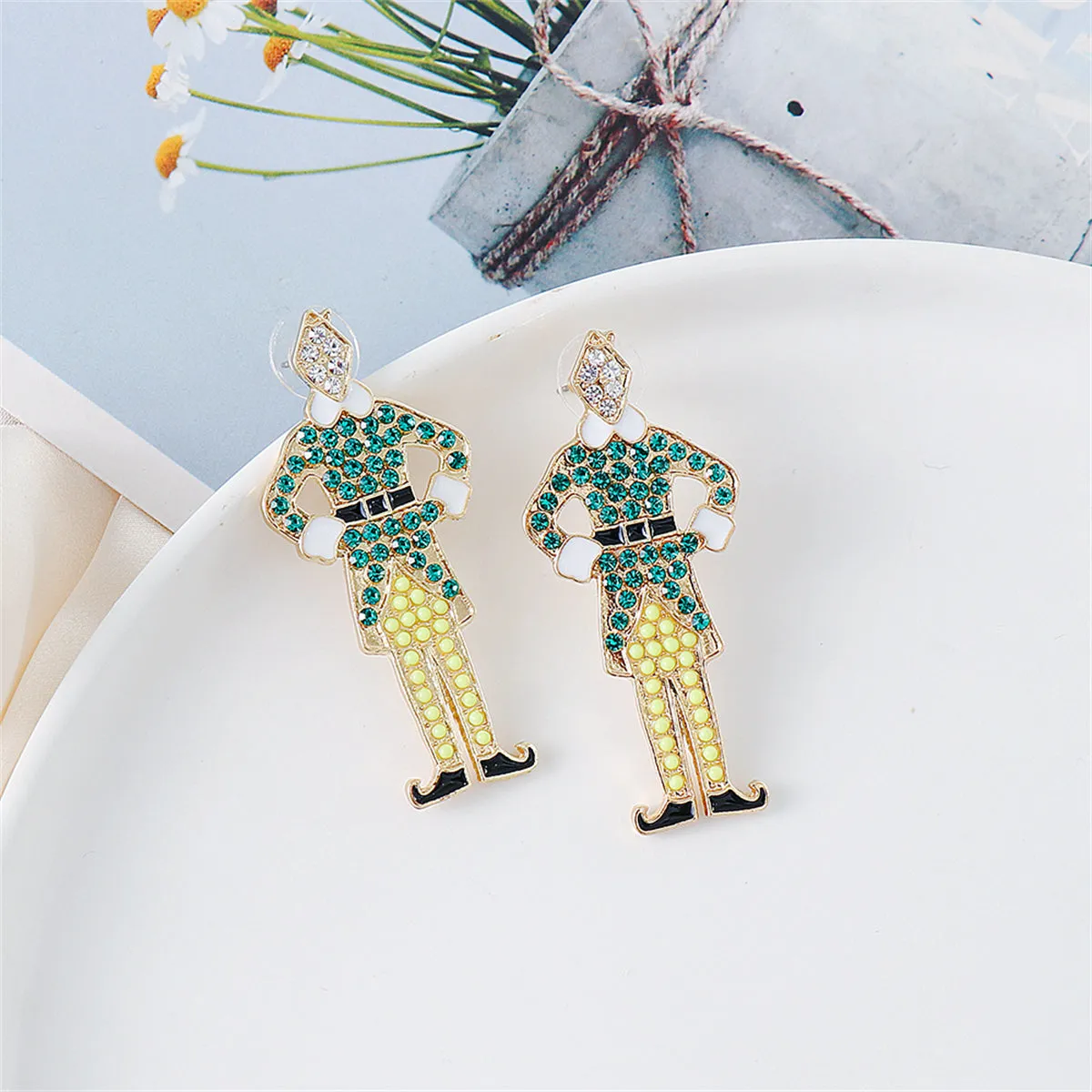 Green Cubic Zirconia & 18K Gold-Plated Elf Drop Earrings
