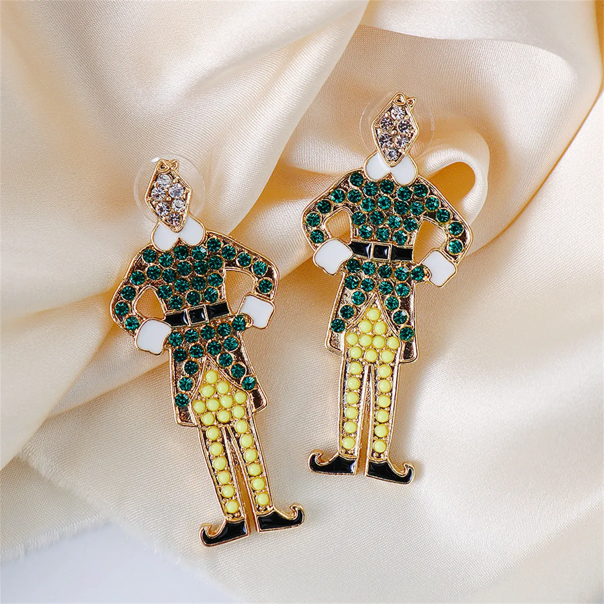Green Cubic Zirconia & 18K Gold-Plated Elf Drop Earrings